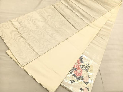 平和屋着物◎六通柄袋帯　唐織　牡丹花文　金銀糸　引箔　正絹　逸品　BAAV5564hv