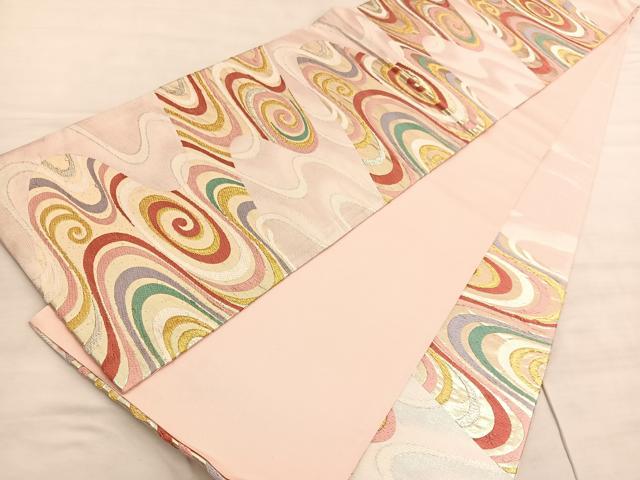 平和屋着物◎六通柄袋帯　唐織　流水文　金銀糸　正絹　逸品　BAAV5580hv
