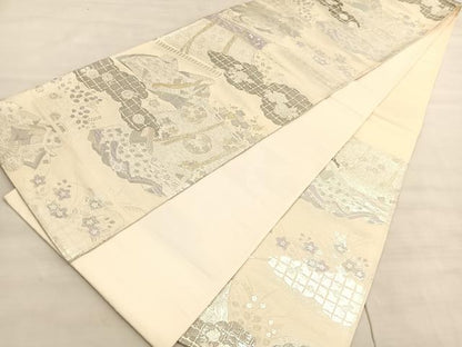 平和屋着物◎六通柄袋帯 唐織 万葉六歌仙 九百プラチナ二重箔 正絹 逸品 BAAV5611hv