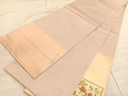 平和屋着物◎太鼓柄袋帯　唐織　総刺繍　短冊花文　金糸　正絹　逸品　BAAV5786hv
