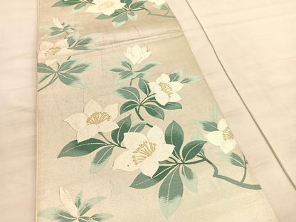 平和屋着物◎六通柄袋帯　唐織　枝花文　金糸　正絹　逸品　BAAV5798hv