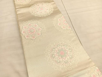 平和屋着物◎六通柄袋帯　唐織　宝相華　銀糸　正絹　逸品　BAAV5797hv