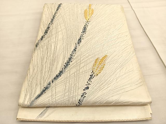 平和屋着物◎六通柄袋帯　唐織　若松葉　金銀糸　引箔　正絹　逸品　BAAV5809hv