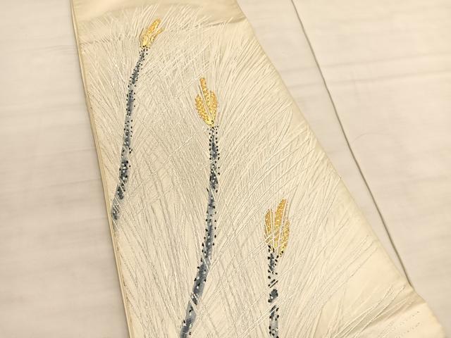 平和屋着物◎六通柄袋帯　唐織　若松葉　金銀糸　引箔　正絹　逸品　BAAV5809hv