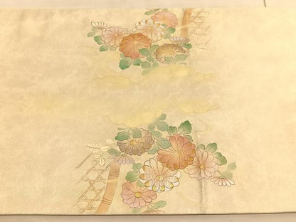 平和屋着物◎太鼓柄袋帯 手描き 刺繍 屏風籬花文 金彩 引箔 正絹 逸品 BAAV5834hv