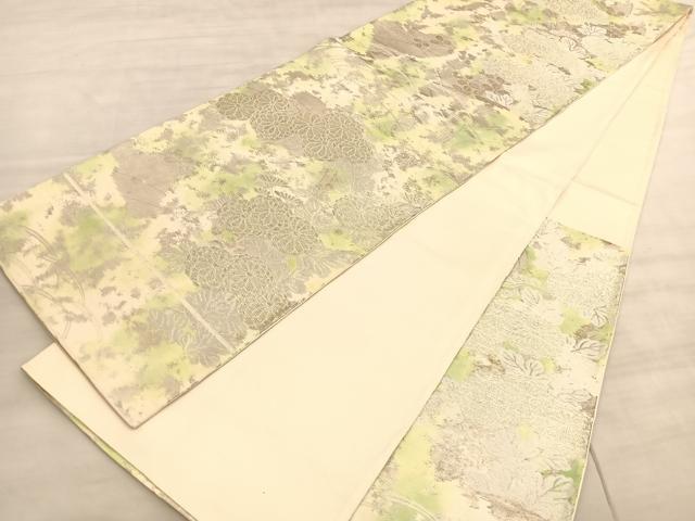 平和屋着物◎西陣　六通柄袋帯　菊　銀糸　正絹　逸品　BAAV5621hv