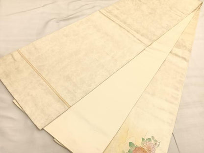 平和屋着物◎太鼓柄袋帯 手描き 刺繍 屏風籬花文 金彩 引箔 正絹 逸品 BAAV5834hv