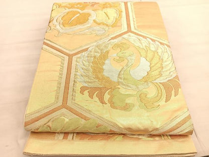 平和屋着物◎六通柄袋帯 鳳凰亀甲桐文 金糸 正絹 逸品 BAAV5644hv