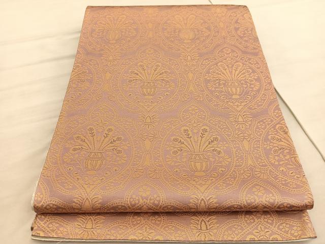 平和屋着物◎両面 六通柄袋帯 飾花文 金糸 正絹 逸品 BAAV5642hv