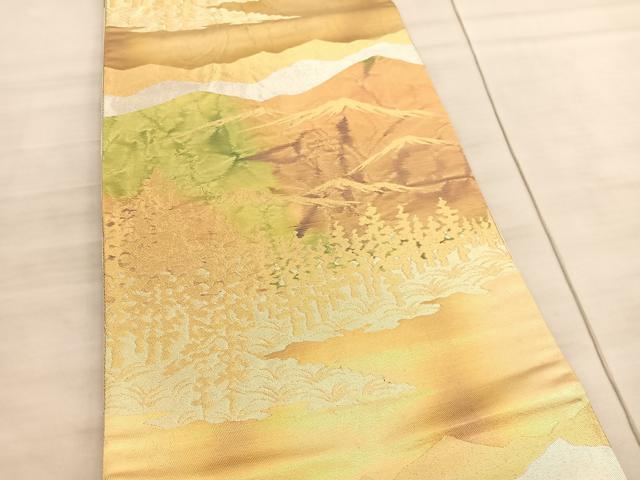 平和屋着物◎六通柄袋帯　樹林風景文　金銀糸　正絹　逸品　BAAV5856hv