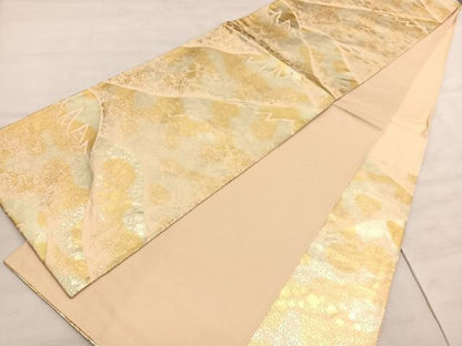 平和屋着物◎六通柄袋帯　重ね山文　金彩　正絹　逸品　BAAV5864hv