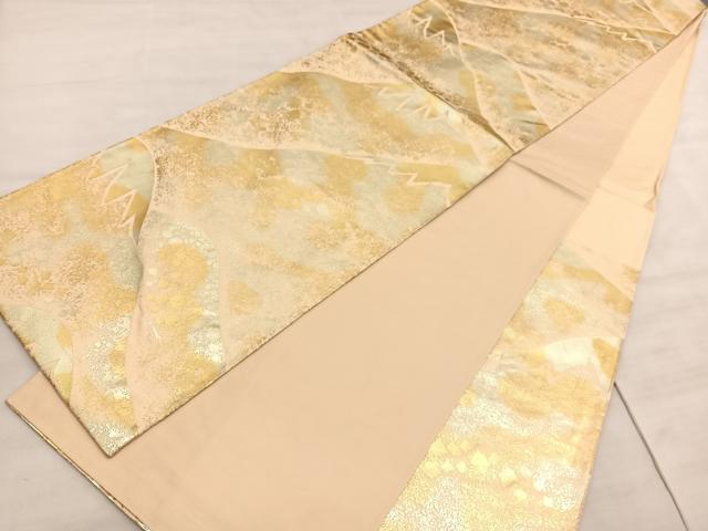 平和屋着物◎六通柄袋帯　重ね山文　金彩　正絹　逸品　BAAV5864hv