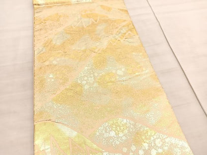 平和屋着物◎六通柄袋帯　重ね山文　金彩　正絹　逸品　BAAV5864hv