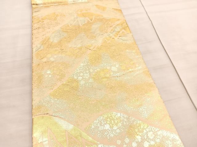 平和屋着物◎六通柄袋帯　重ね山文　金彩　正絹　逸品　BAAV5864hv