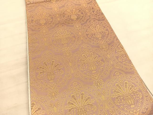 平和屋着物◎両面 六通柄袋帯 飾花文 金糸 正絹 逸品 BAAV5642hv