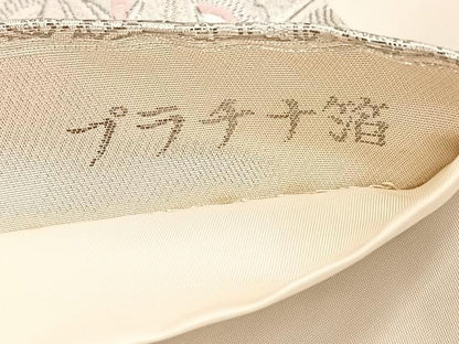 平和屋着物◎六通柄袋帯　唐織　シンハサン更紗花文　プラチナ箔　正絹　逸品　BAAV5714hv