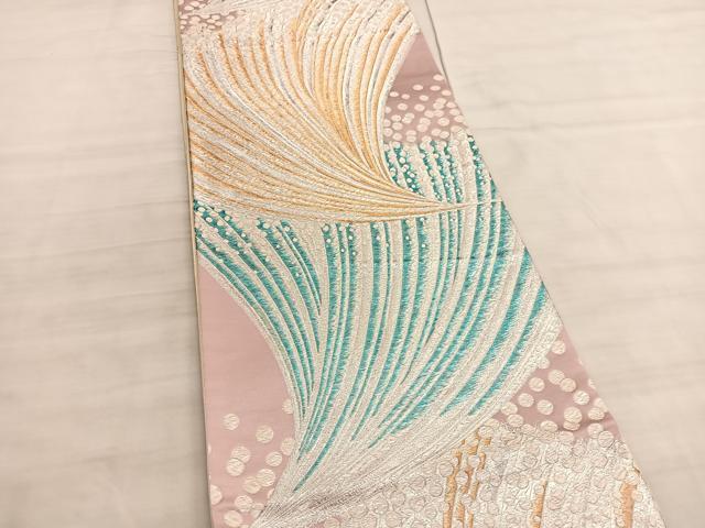 平和屋着物◎西陣　六通柄袋帯　着楽　舞葉文　金銀糸　正絹　逸品　BAAV5915hv