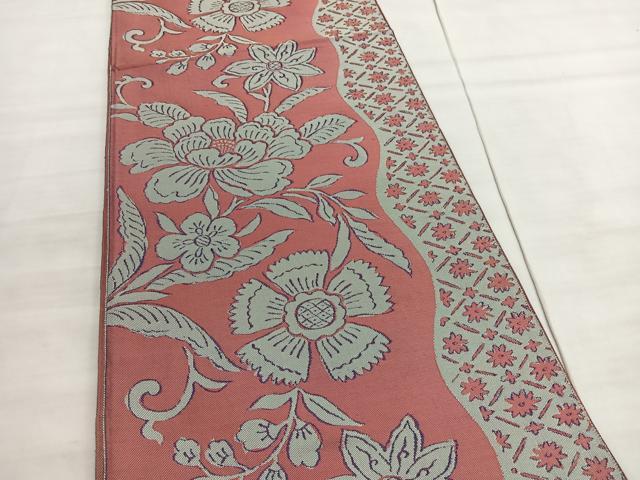 平和屋着物◎全通柄袋帯 更紗花文 正絹 逸品 BAAV5950hv