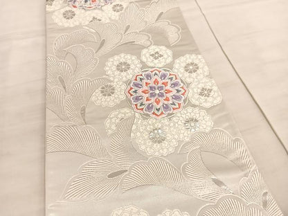 平和屋着物◎六通柄袋帯 唐織 しよう美 宝相華更紗花文 九百錦 プラチナ箔 正絹 逸品 BAAV5777hv