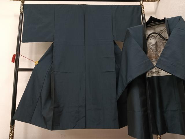 平和屋着物●男性 紬 アンサンブル 色無地 百入茶色 正絹 逸品 AABC3703ph