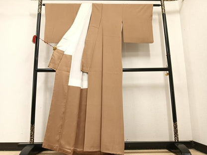 平和屋着物●二代目清次郎 手描き 色無地 丁字染色 正絹 逸品 AABC4457ph