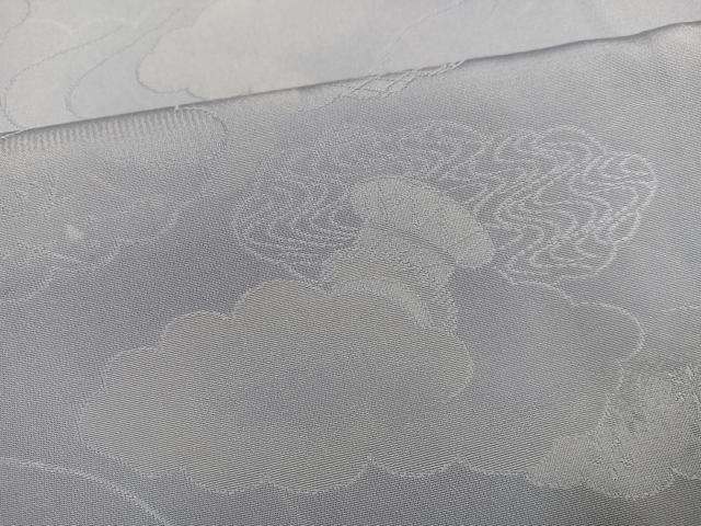 平和屋着物●上質な色無地 雲重ね鼓地紋 桔梗鼠色 正絹 逸品 AABC4466ph