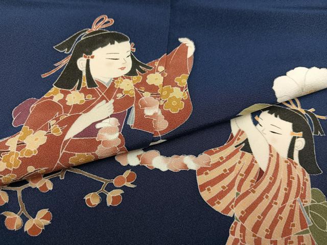 平和屋着物●訪問着　友禅　女人枝花文　正絹　逸品　AABC4478ph
