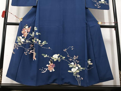 平和屋着物●訪問着　友禅　女人枝花文　正絹　逸品　AABC4478ph