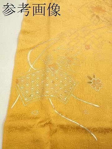 平和屋着物●和装小物 帯締め・帯揚げセット 地紙重ね吉祥花文 暈し染め 金彩 逸品 未使用 CAAZ6100ju