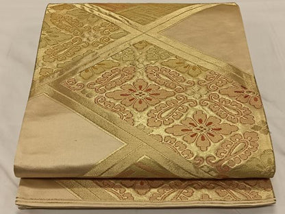 平和屋着物◎六通柄袋帯 花菱文 金糸 正絹 逸品 CAAY1193qv