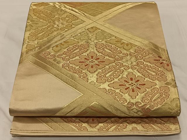 平和屋着物◎六通柄袋帯 花菱文 金糸 正絹 逸品 CAAY1193qv