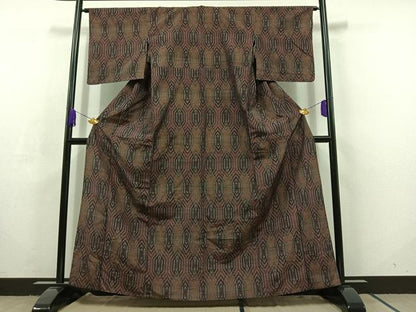 平和屋着物▽上質な紬 単衣 立涌文 正絹 逸品 AABC6773jh