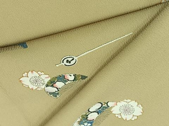 平和屋着物▽小紋 単衣 舞花文 洗える着物 AABC6763jh