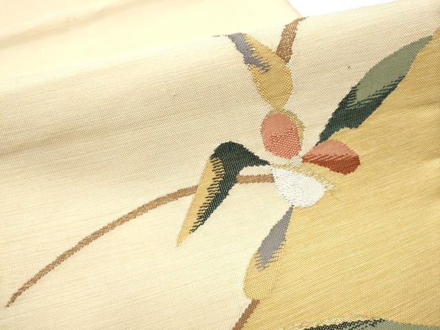 平和屋着物●太鼓柄袋帯　すくい織　枝花文　金銀糸　正絹　逸品　CAAZ4123hy