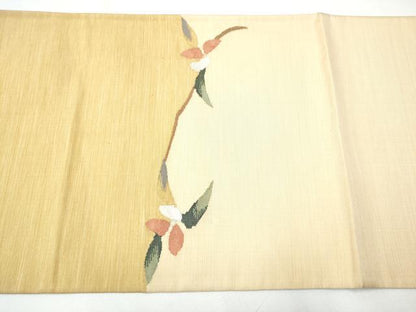 平和屋着物●太鼓柄袋帯　すくい織　枝花文　金銀糸　正絹　逸品　CAAZ4123hy