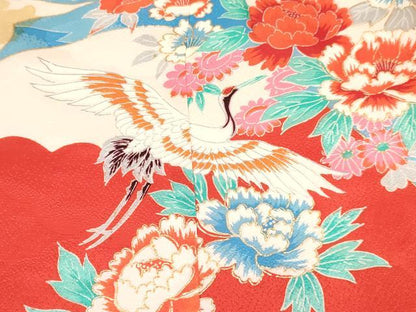 平和屋着物[]七五三　女の子　３歳　祝着　三つ身　駒刺繍　飛鶴花文　金彩　逸品　DAAY3096ma