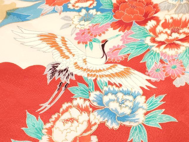 平和屋着物[]七五三　女の子　３歳　祝着　三つ身　駒刺繍　飛鶴花文　金彩　逸品　DAAY3096ma