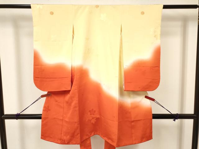 平和屋着物[]七五三　女の子　３歳　祝着　三つ身　草花地紋　暈し染め　逸品　DAAY3098ma