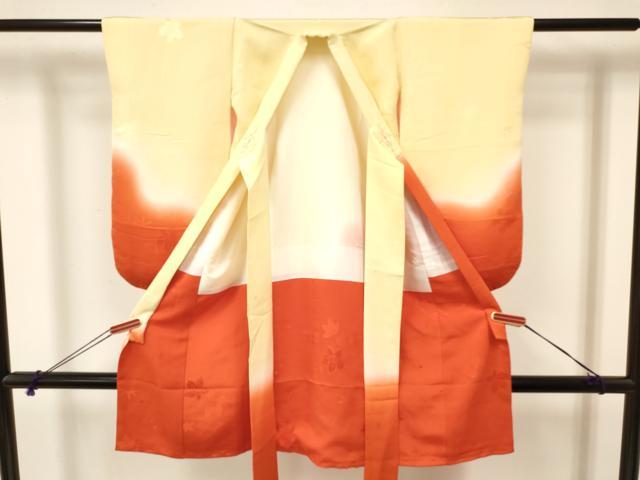 平和屋着物[]七五三　女の子　３歳　祝着　三つ身　草花地紋　暈し染め　逸品　DAAY3098ma