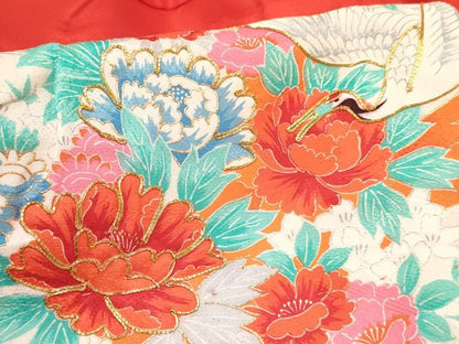 平和屋着物[]七五三　女の子　３歳　祝着　三つ身　駒刺繍　飛鶴花文　金彩　逸品　DAAY3096ma