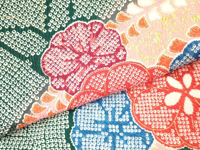平和屋着物[]七五三　女の子　３歳　祝着　三つ身　花蝶文　暈し染め　金彩　洗える着物　DAAY3116ma