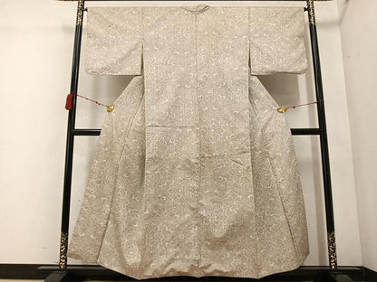 平和屋着物●本場大島紬 白大島 一元7マルキ 花唐草文 正絹 逸品 AABC6812ph