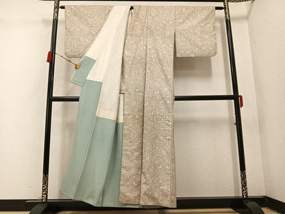 平和屋着物●本場大島紬 白大島 一元7マルキ 花唐草文 正絹 逸品 AABC6812ph