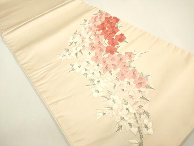 平和屋着物◎太鼓柄袋帯　総刺繍　枝垂れ花文　銀糸　正絹　逸品　DAAY6154ea