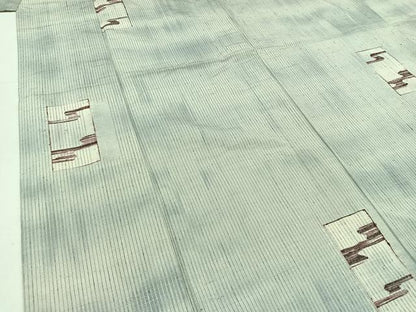 平和屋着物▽上質な紬 単衣 短冊流水文 正絹 逸品 AABC7506jh
