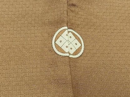 平和屋着物▽お召　単衣　白茶色　正絹　逸品　AABC8682jh