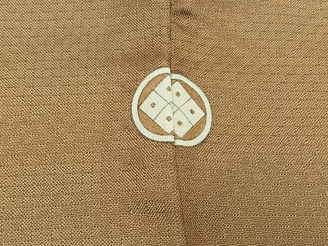平和屋着物▽お召　単衣　白茶色　正絹　逸品　AABC8682jh