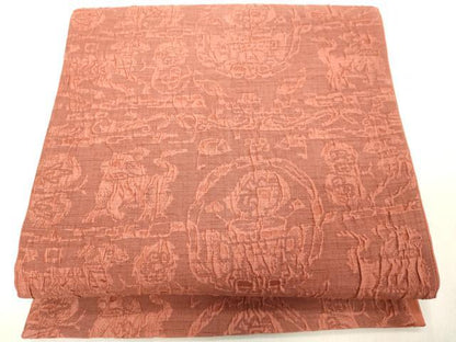 平和屋着物◎全通柄袋帯　ふくれ織　壁画文様　正絹　逸品　DAAY8593cd