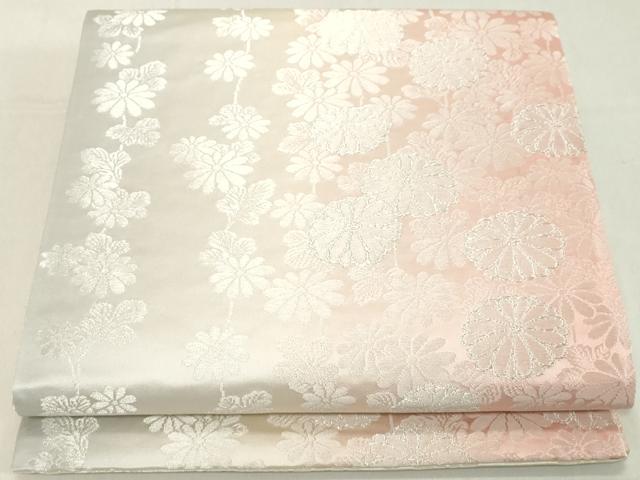平和屋着物◎全通柄袋帯　花尽くし　銀糸　正絹　逸品　DAAY8576cd