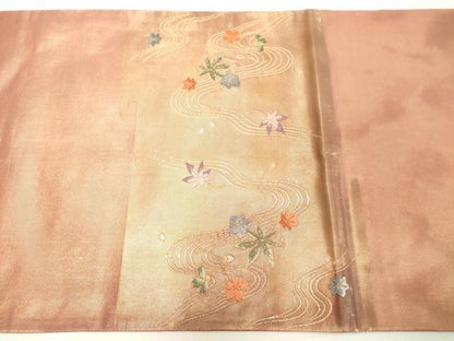 平和屋着物◎太鼓柄袋帯　唐織　流水花文　金糸　正絹　逸品　DAAY8583cd
